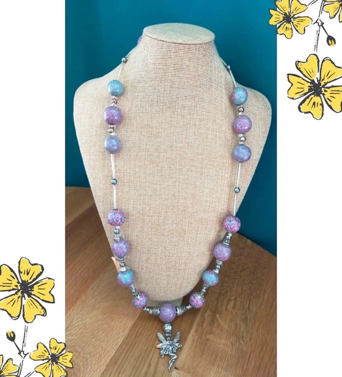Collier fée en perles de pâte polymère – Pièce artisanale _ Collection Nuances de Rose - photo numéro 2