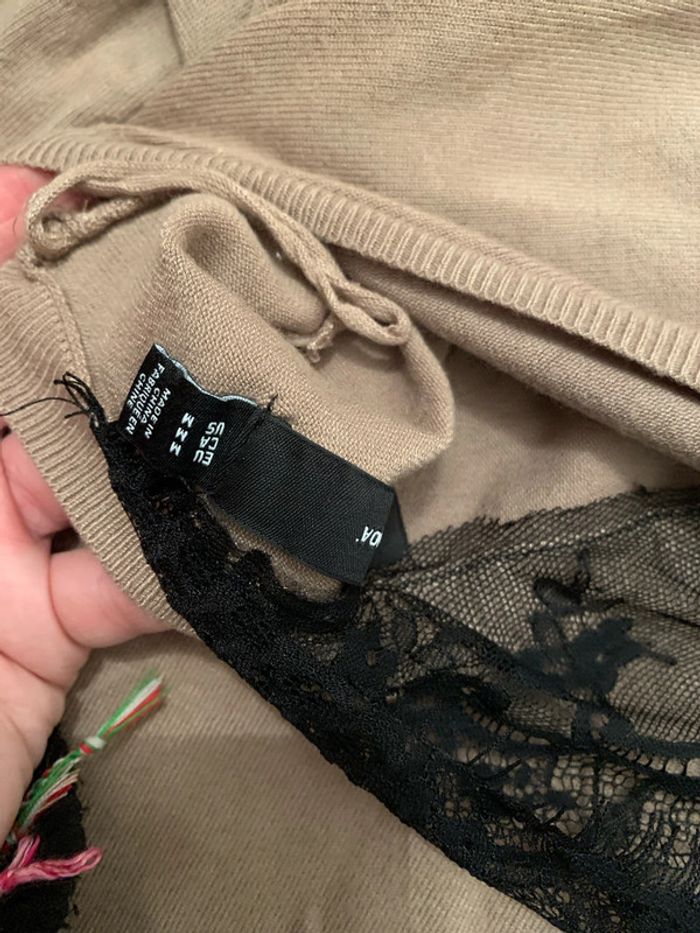 Pull marron à dentelle taille M - photo numéro 4