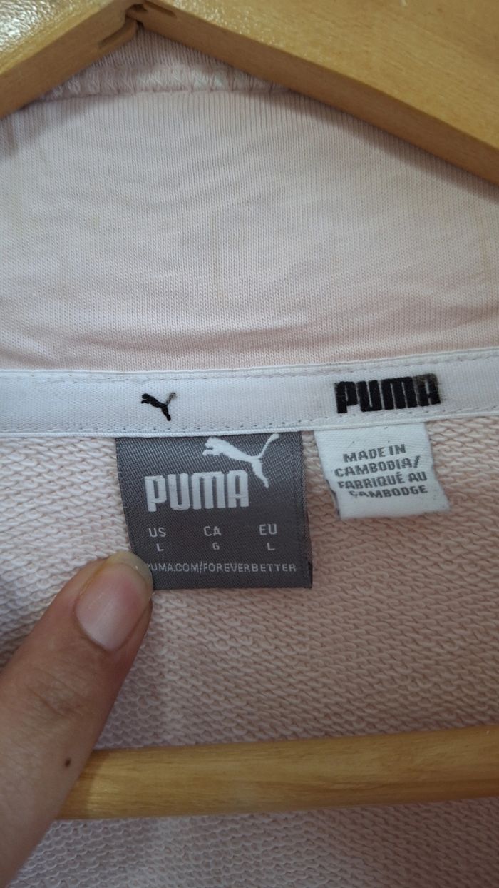 Sweat Puma rose logo argenté – Taille L - photo numéro 4