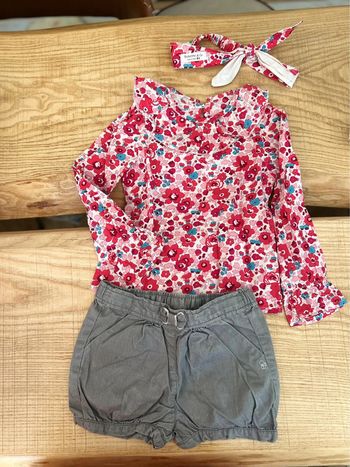 Ensemble Liberty betsy cerise blouse bandeau short obaibi 36 mois 3 ans
