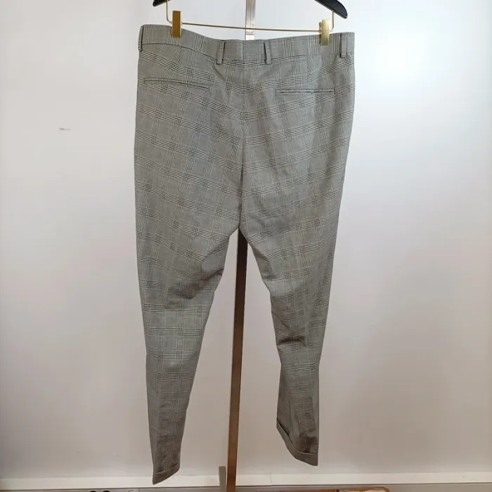 Pantalon slim à carreaux prince de galles gris taille 46 stretch élégant RR A1282 - photo numéro 6