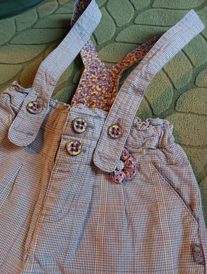 Salopette short à carreaux avec la chemise - photo numéro 3