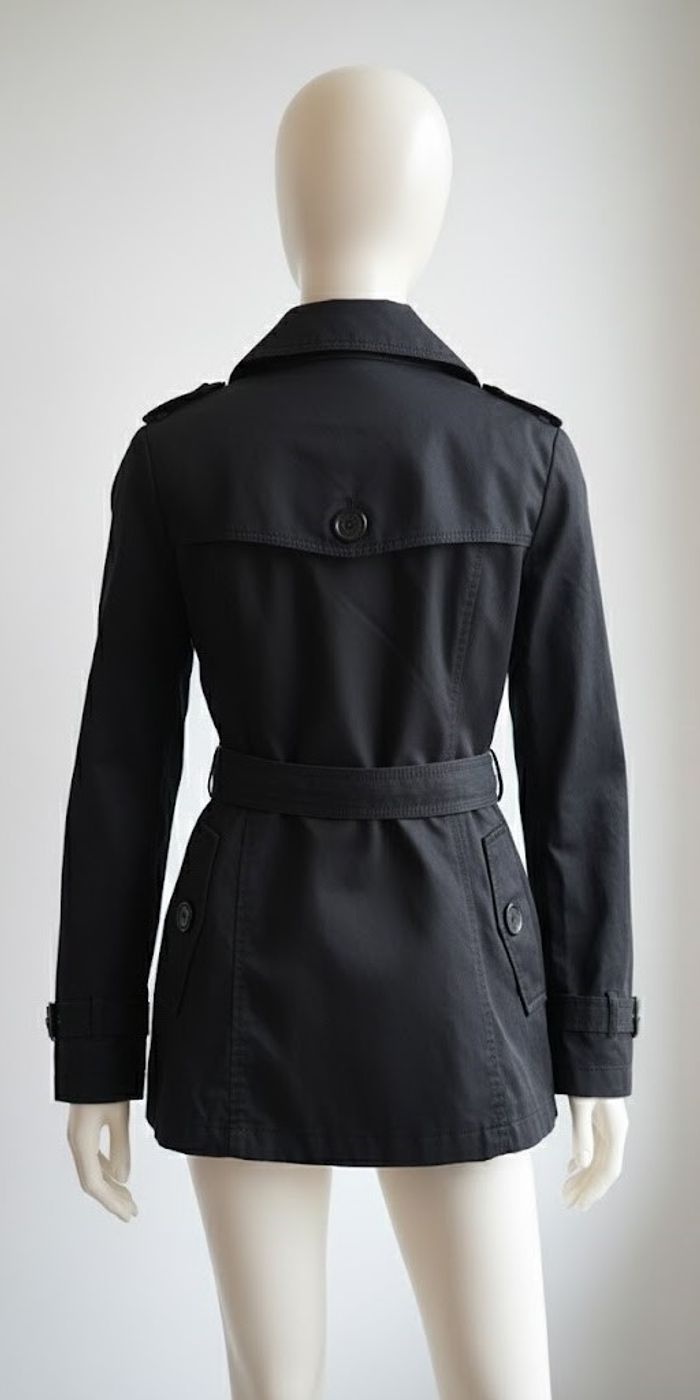 Trench Coat Noir Élégant - Style Intemporel pour Toutes les Saisons ! - photo numéro 2