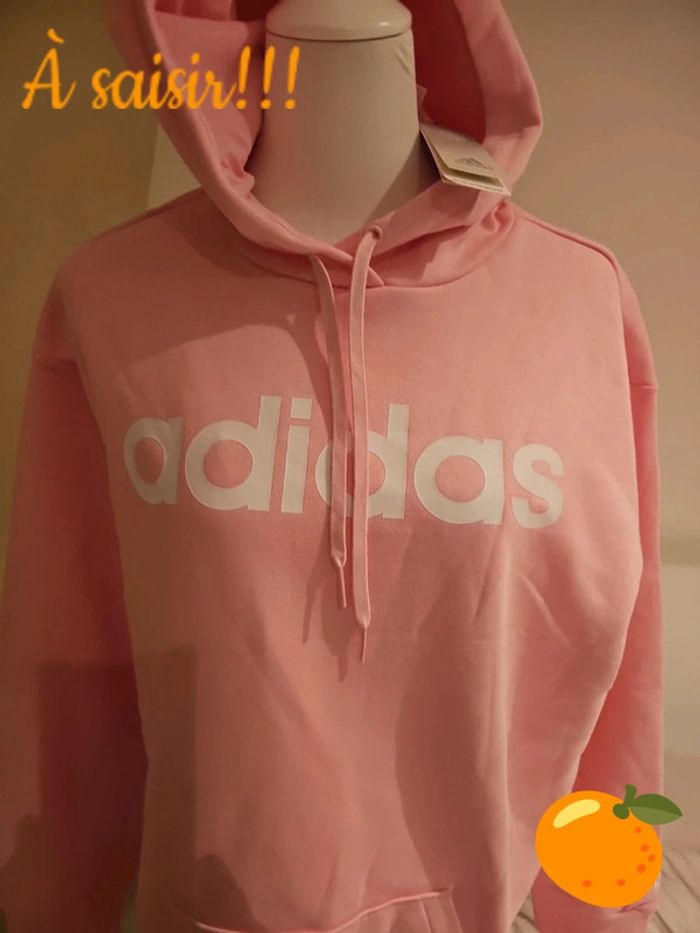 Sweat à capuche Adidas rose 42/44 femme neuf étiquette - photo numéro 2