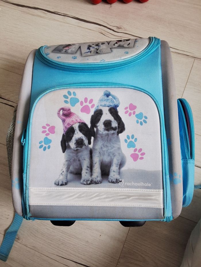 Sac à dos cartable bleu motifs chien rigide - photo numéro 3