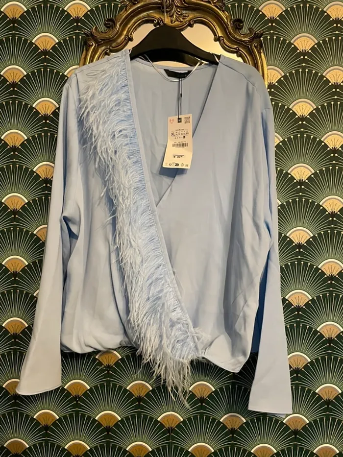 Belle blouse à plumes Zara à XL - photo numéro 2