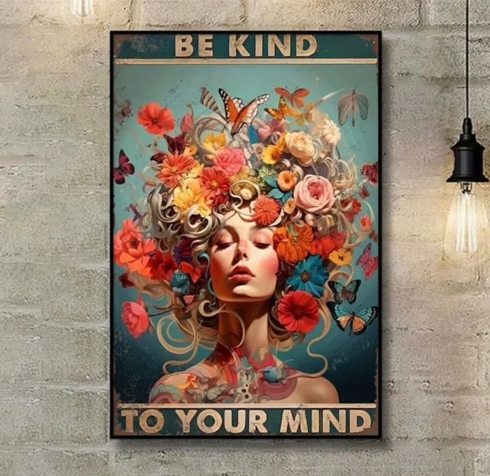 Magnifique Affiche Toile 30x45cms "Femme avec fleurs"