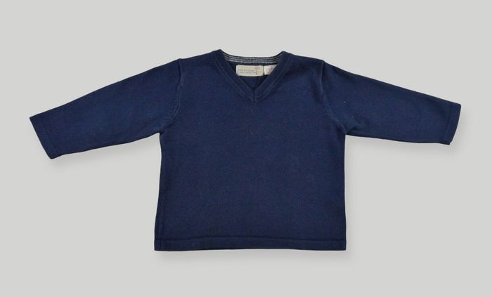 Pull tricot fin bleu marine marron Zara 9-12 mois 74 cm garçon - photo numéro 2