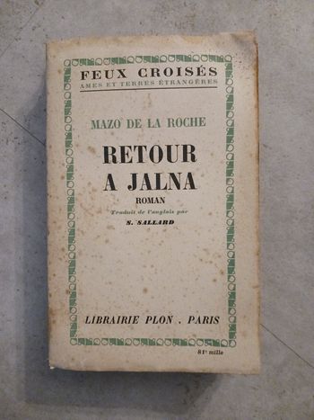 livre ancien Retour a Jalna Mazo de la Roche