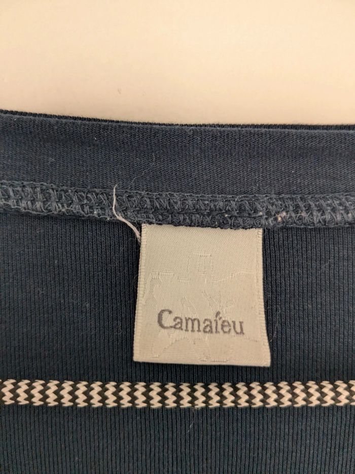 Top à manches longues col rond bleu marine Camaieu taille 1 / 36 en très bon état - photo numéro 3