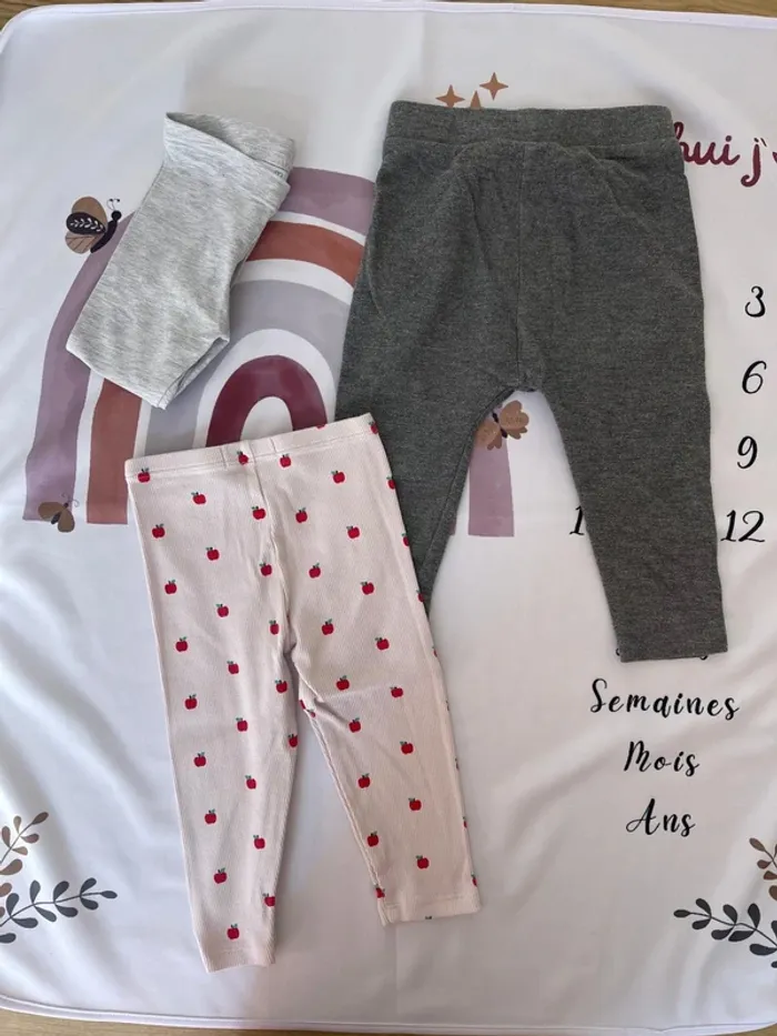 Lot de 3 leggings bébé fille – Taille 18 mois / 80-81 cm 👧👖 - photo numéro 2