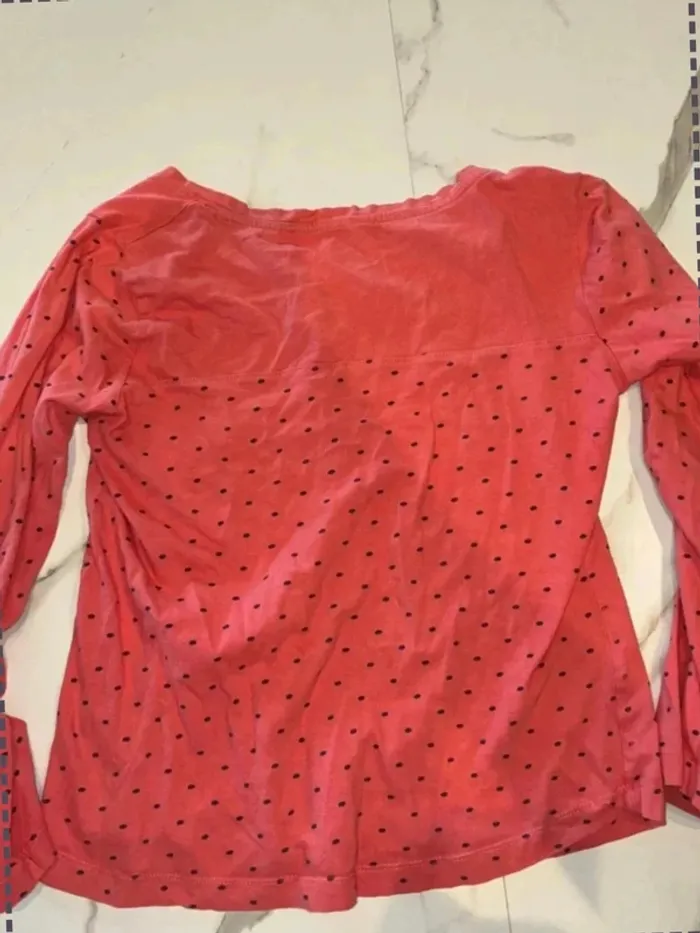 Blouse corail à pois taille L - photo numéro 3