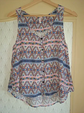 Tunique sans manche Fb Sister M multicolore tbe étiquette compo coupée