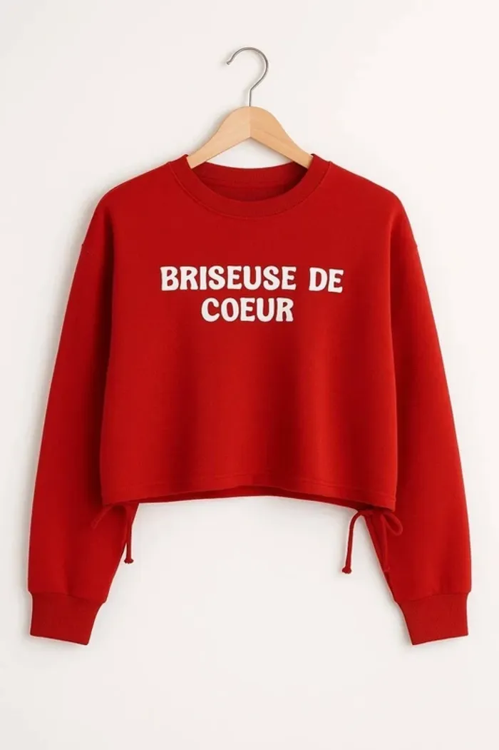 Sweat rouge crop top “Briseuse de Cœur” Undiz – Taille XS