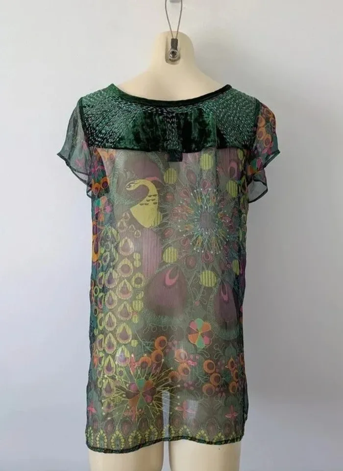Blouse d'été brodé - Custo Barcelona - taille 3 (38) - photo numéro 4