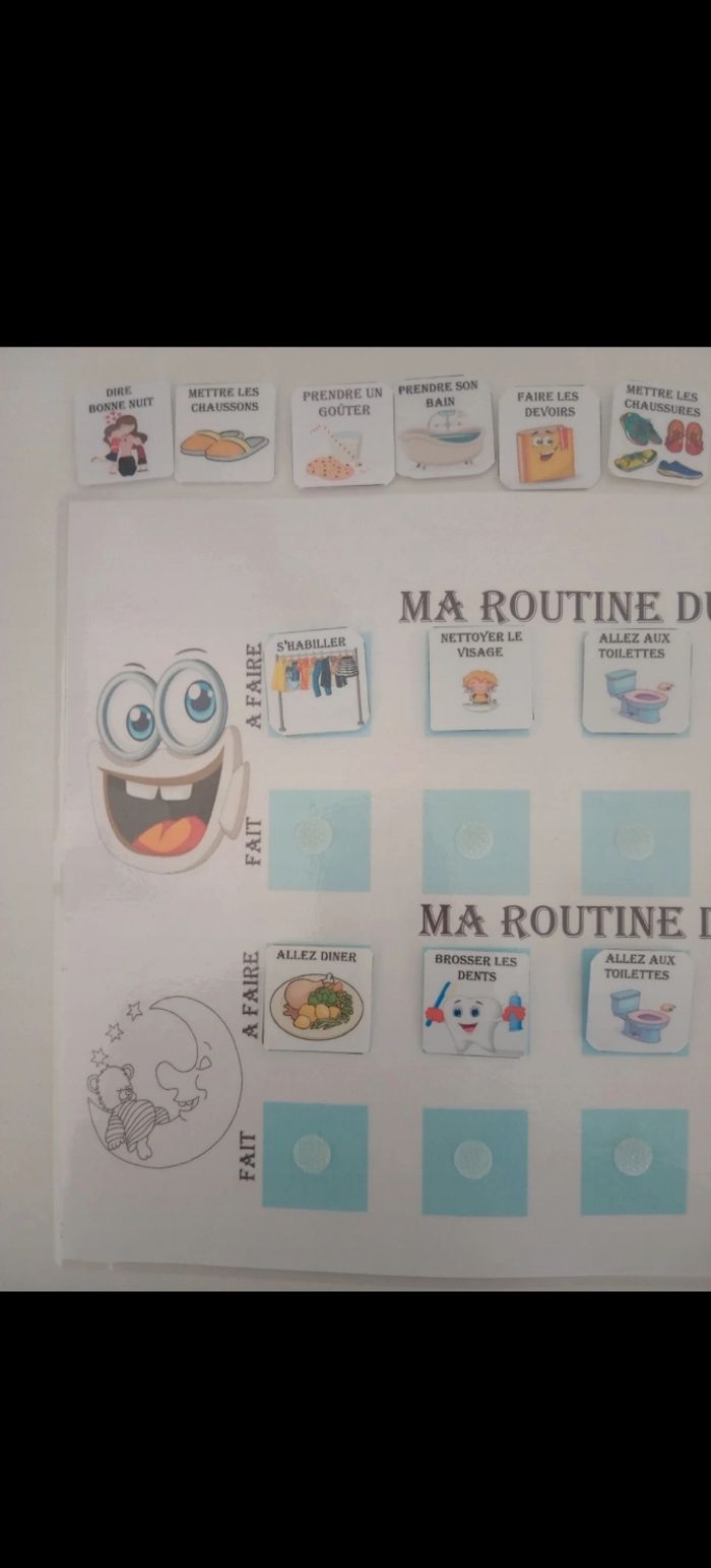 Fiche d'activité plastifiée ma routine du matin et du soir pour garçon - photo numéro 2