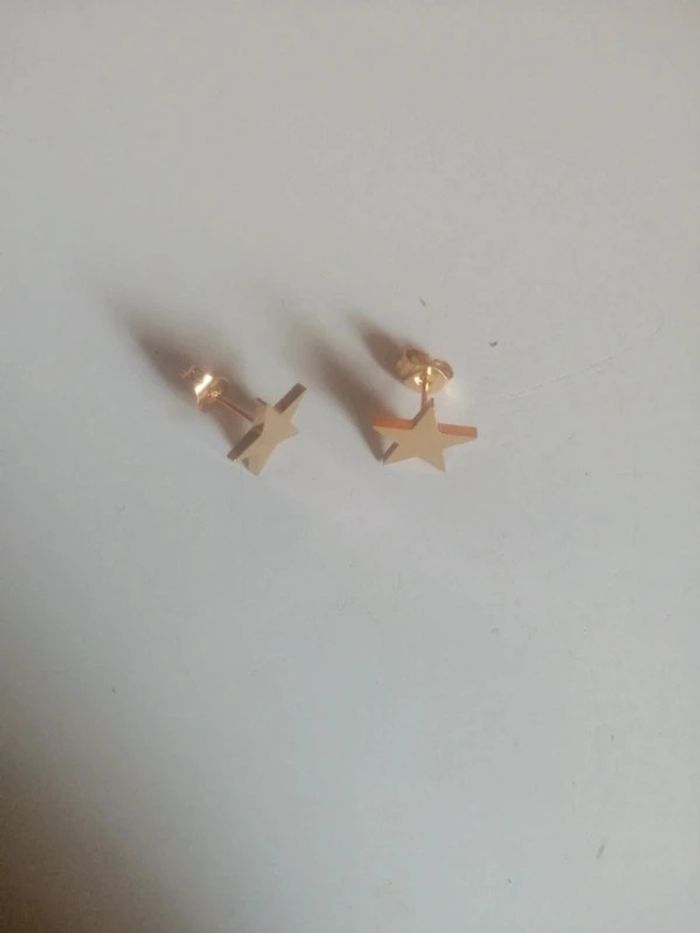 🌸Boucles d'oreilles puces dorées étoiles "zag" 🌸 - photo numéro 2