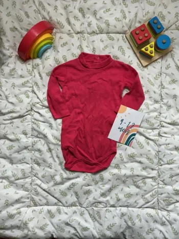 body sous pull manches longues col roulé rose 9/12 mois