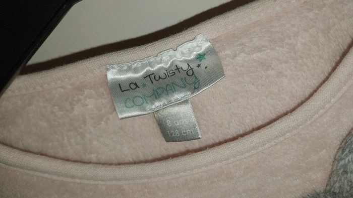 Petit pull velours ras rose poudré et gris Ourson La Twisty Comoany 8 ans - photo numéro 6