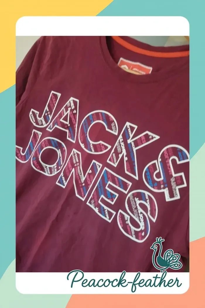 T-shirt Jack et Jones bordeaux homme 38/M - photo numéro 2