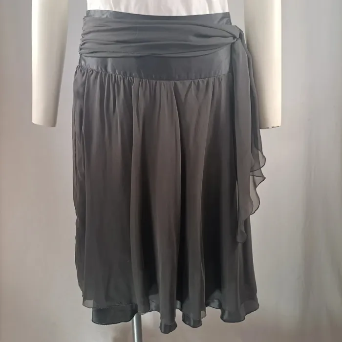 Jupe midi noire Massimo Dutti fluide drapée taille haute Taille 38 A1194 - photo numéro 2