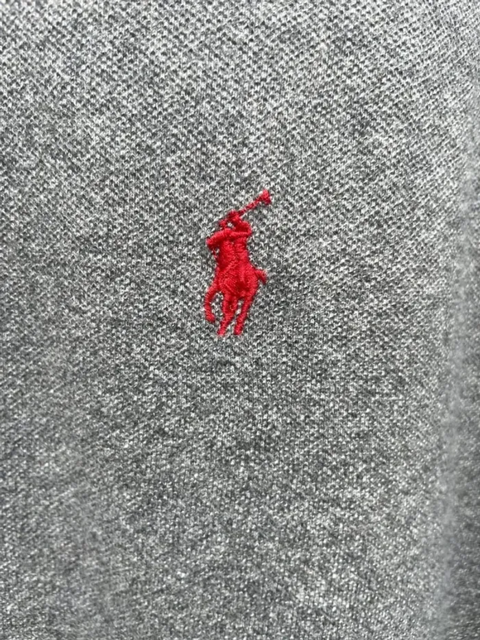 Polo Ralph Lauren grey red long embroided logo Mens XL - photo numéro 2