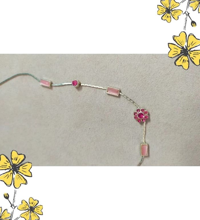 Collier fin perles roses & fleur vintage - photo numéro 2