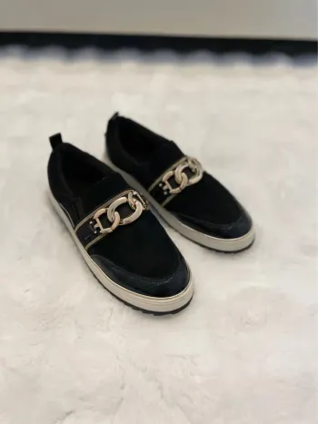 Basket basse /slip on noir et doré 39