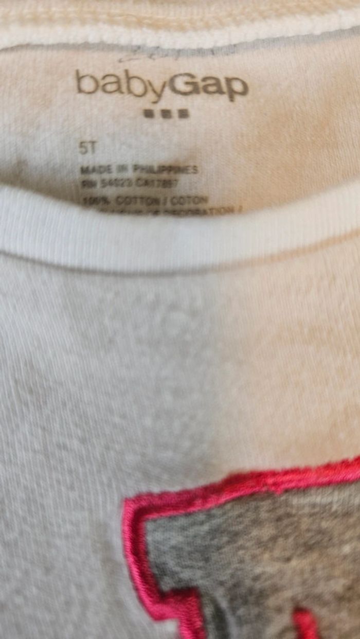 T shirt blanc à manches courtes, col rond, GAP, 5 ans - photo numéro 5