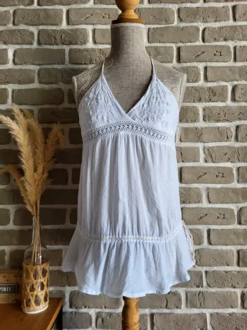 Top dos nu bohème en coton brodé Pimkie
