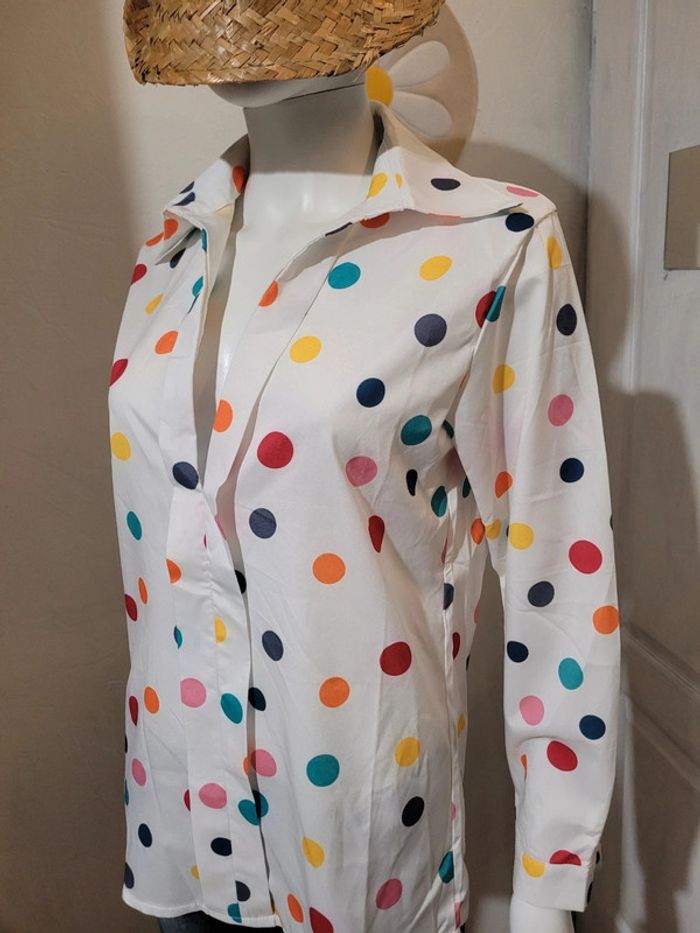Blouse à pois colorée - photo numéro 5