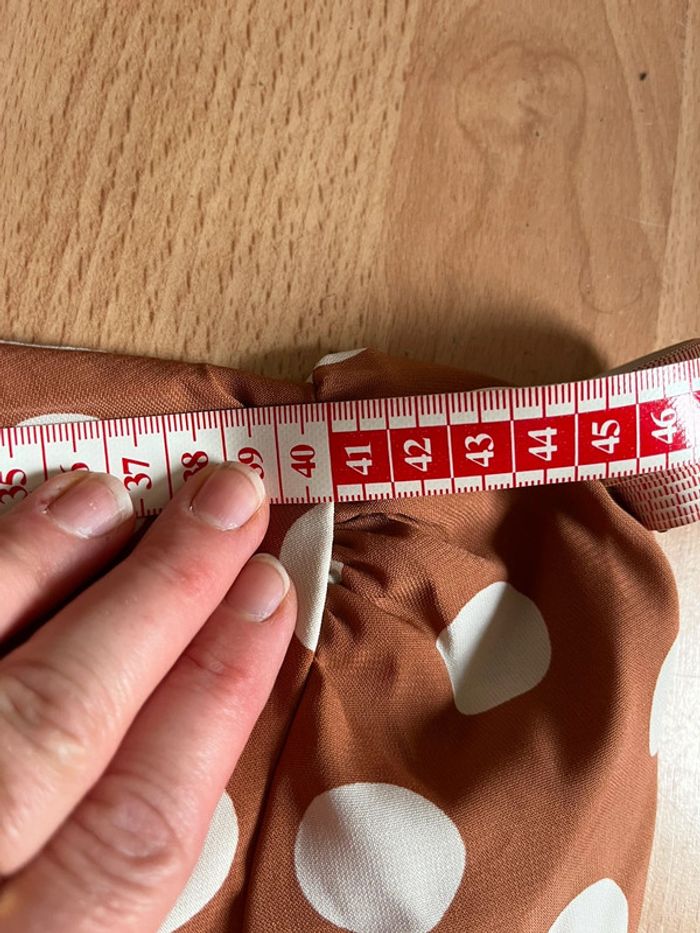 Jolie robe chic mi-saison marron à pois blancs T. L femme neuve avec étiquette - photo numéro 12