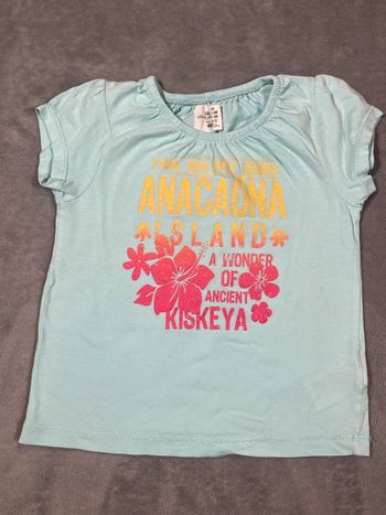 T-shirt fille H&M bleu avec imprimé chien rigolo – Taille 12-18 mois