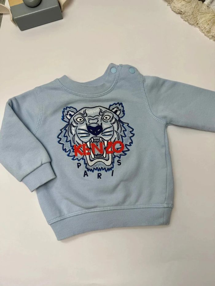 Sweat Kenzo bébé garçon bleu taille 9 mois parfait état - photo numéro 2