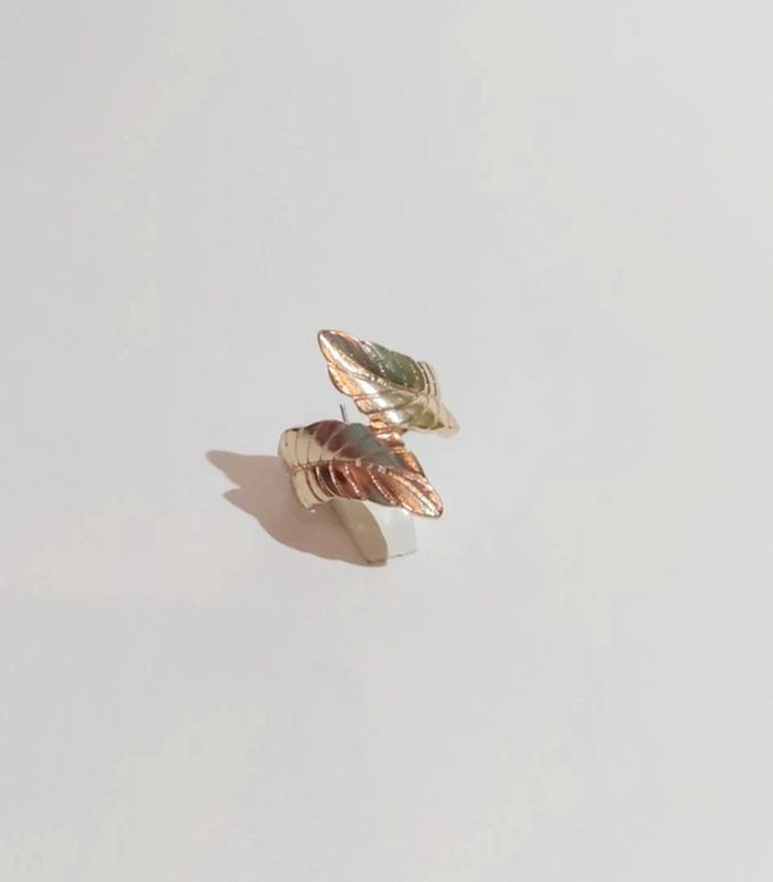 Bague dorée feuille double t54 - photo numéro 4
