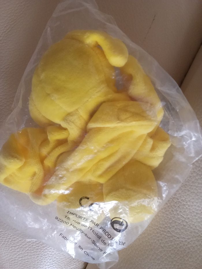 Chien  ou ours jaune  doudou Blédina  semi plat  vintage neuf  non ouvert - photo numéro 6
