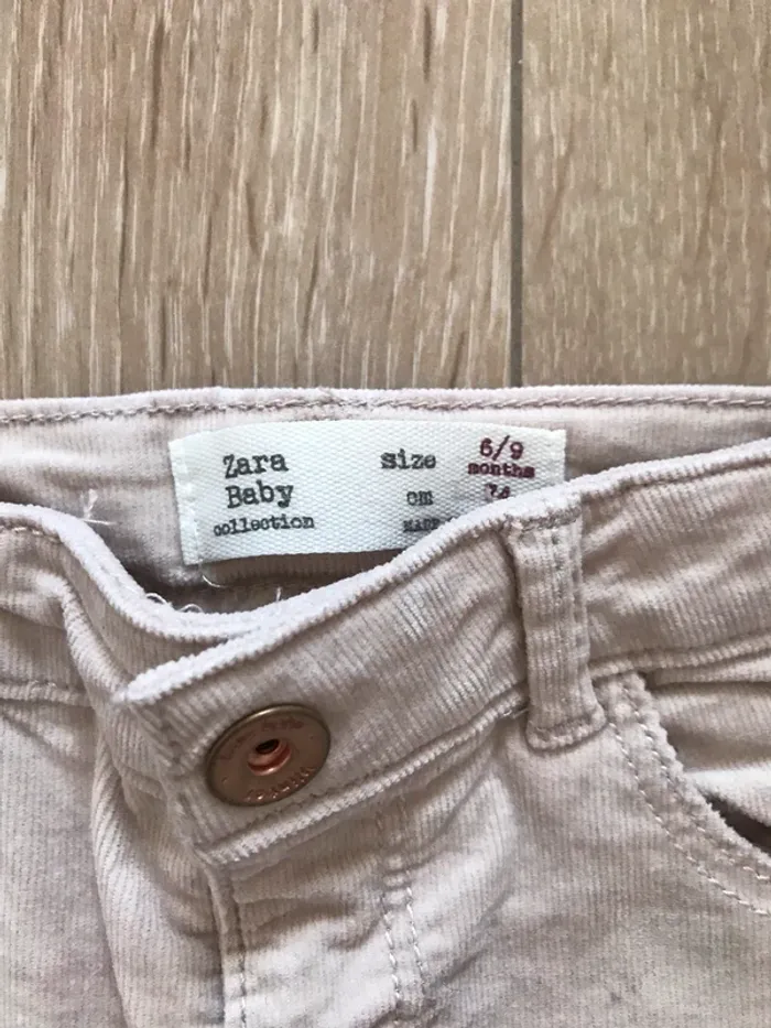 Pantalon velours beige 6-9 mois - photo numéro 2