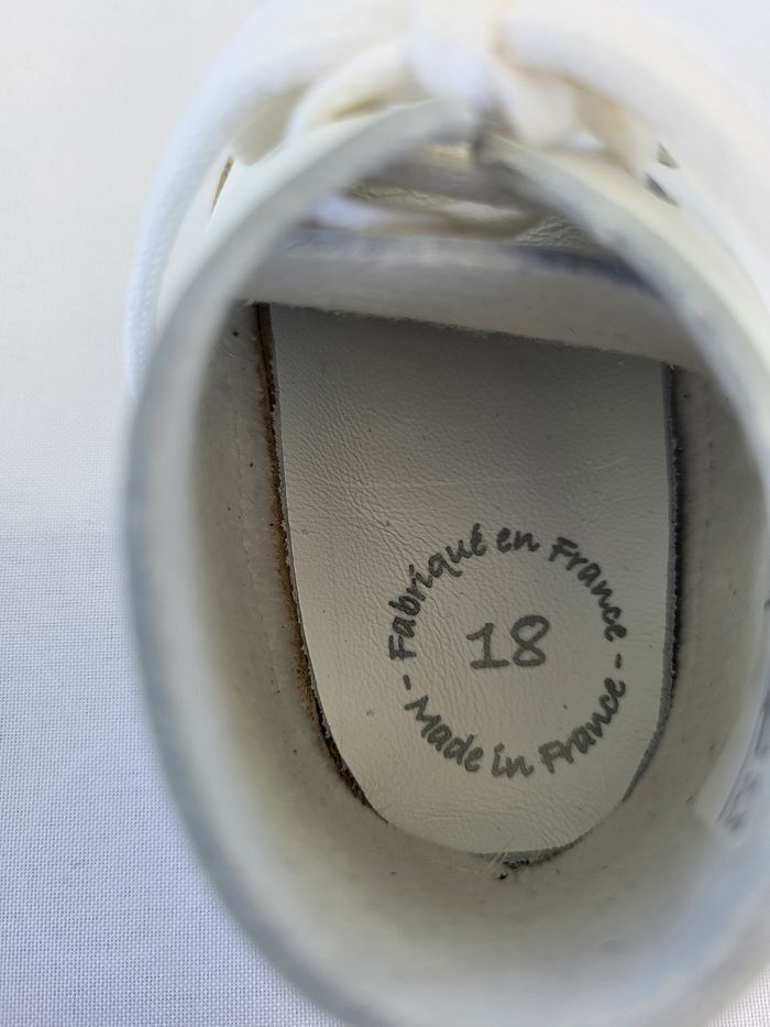 Chaussures basket bébé en cuir blanc Point 18 Made in France 🇨🇵 - photo numéro 3