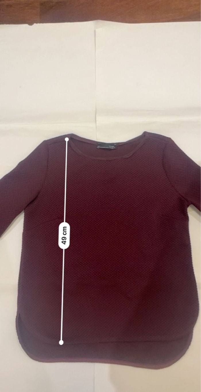 Haut top bordeaux manches larges 3/4 zara vintage taille S/36 - photo numéro 5