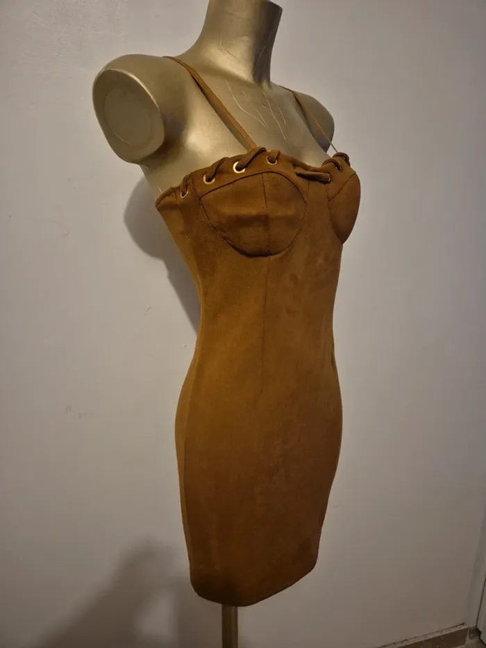 robe imitation daim marron taille unique neuve - photo numéro 3