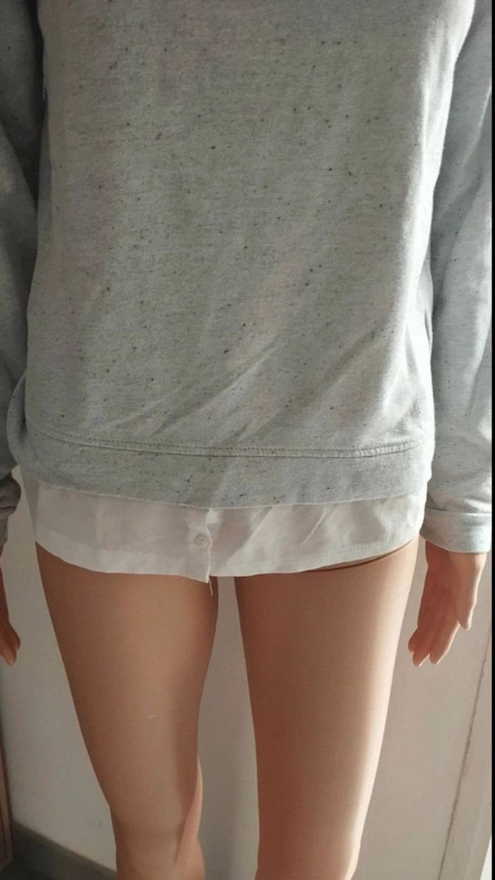 Pull gris taille s Pimkie effet chemise - photo numéro 3