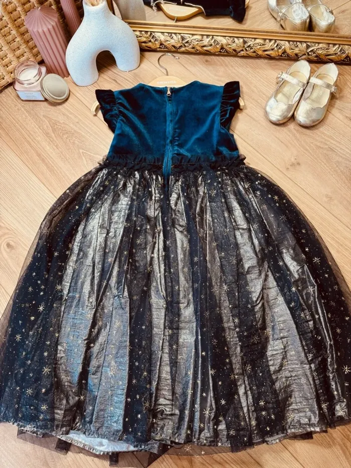 Taille 3-4 ans Robe longue créateur fille TAO bleu adore * velours tulle * 💙 - photo numéro 8