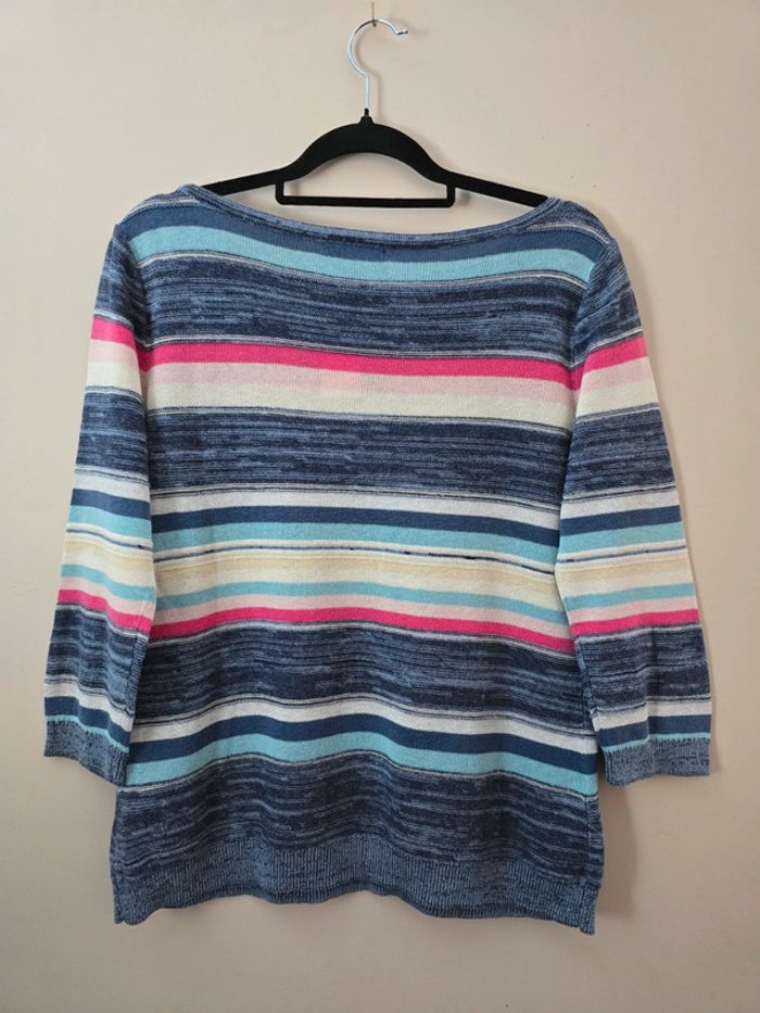 Pull Chaps manche 3/4 multicolore taille M - photo numéro 3