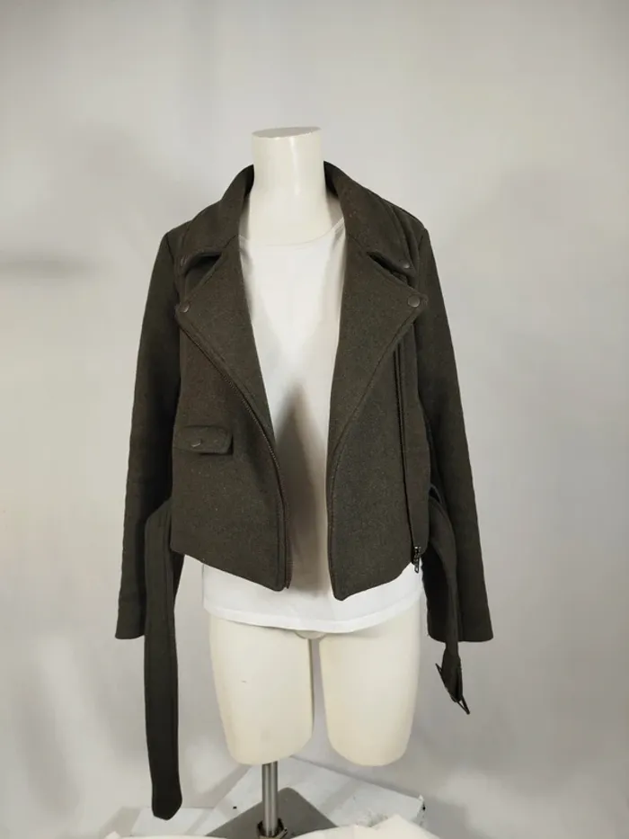 Veste en laine kaki chiné - American Vintage A258 - photo numéro 3
