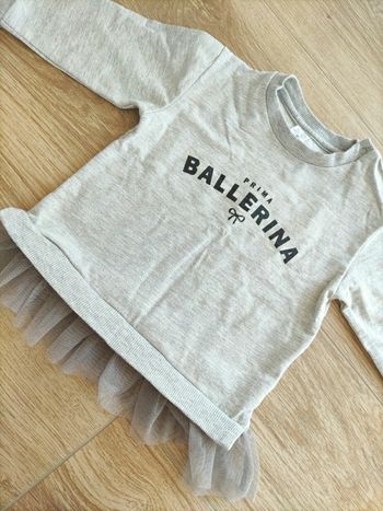 Sweat gris avec tulle "Prima ballerina" 24 mois