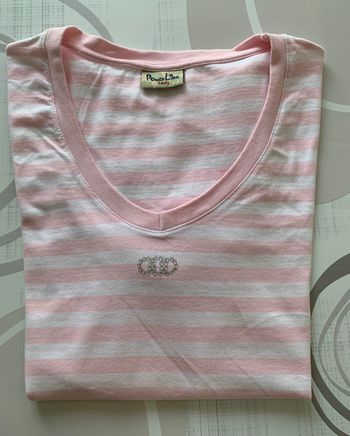 T shirt rose et blanc - 42/44 - Power line lady