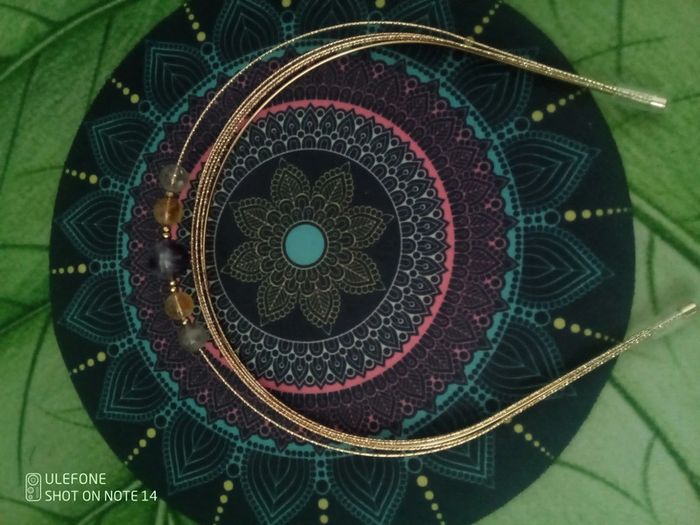 Serre tête multi anneaux dorés et pierres naturelles - photo numéro 2