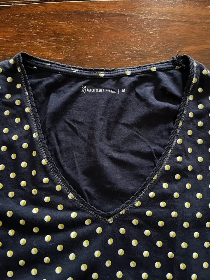 Teeshirt bleu marine et pois - photo numéro 2