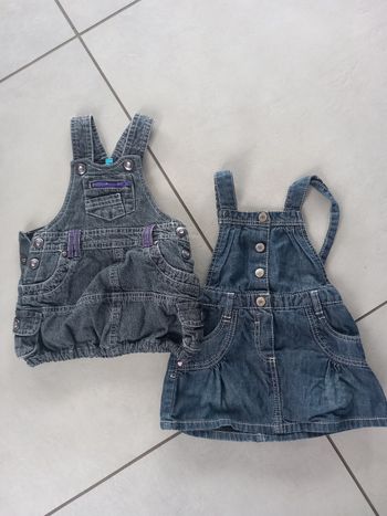 Lot de 2 robes salopette en jean 6M