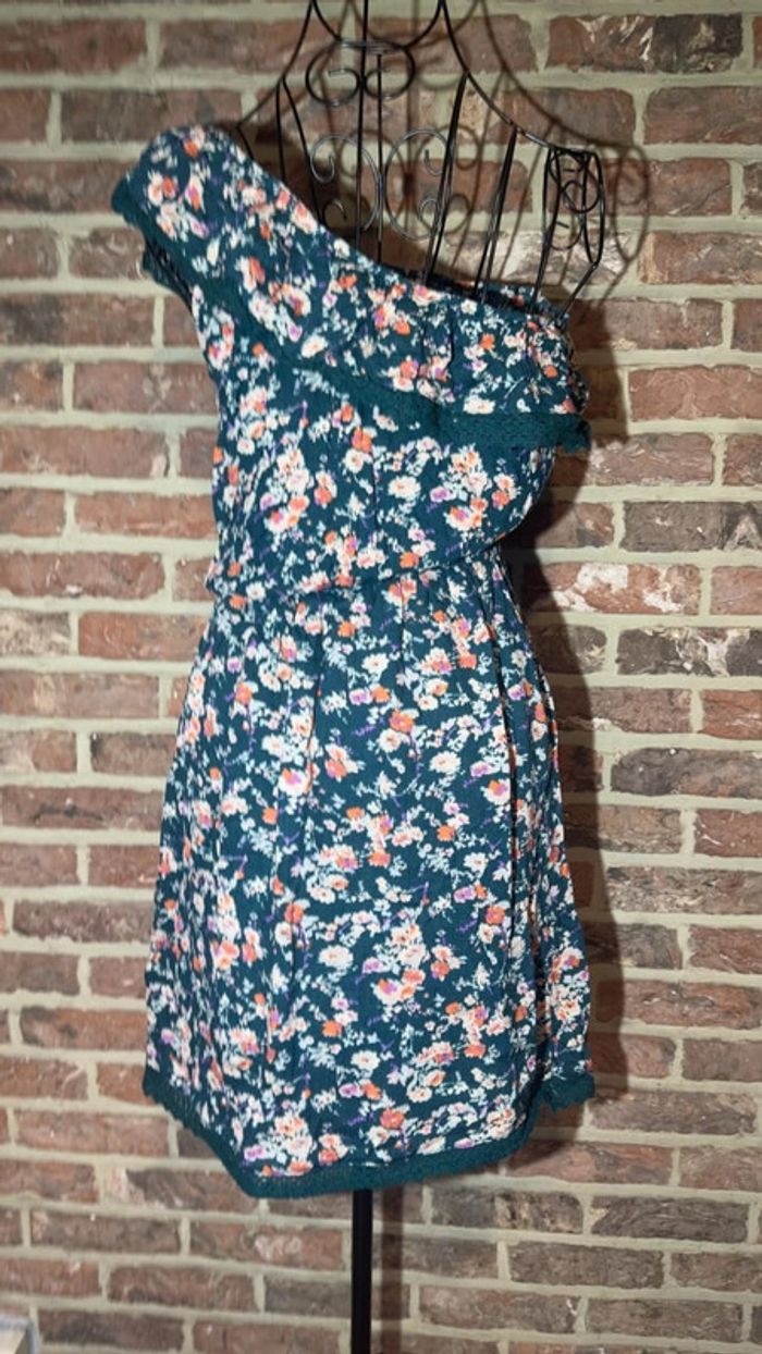 Robe verte à fleurs une épaule pimkie taille S/36 - photo numéro 12